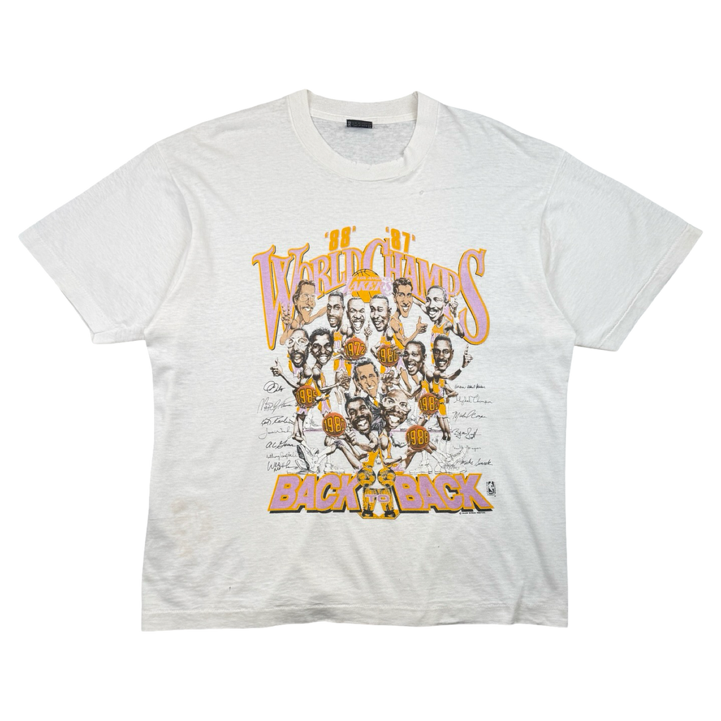 Vintage Los Angeles Back To Back Champs Roster Tee White