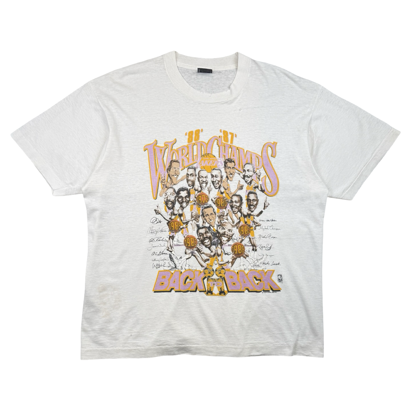 Vintage Los Angeles Back To Back Champs Roster Tee White