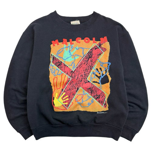 Vintage 1990s Malcolm X Sweatshirt Black | Vintage Clothing Store Canada