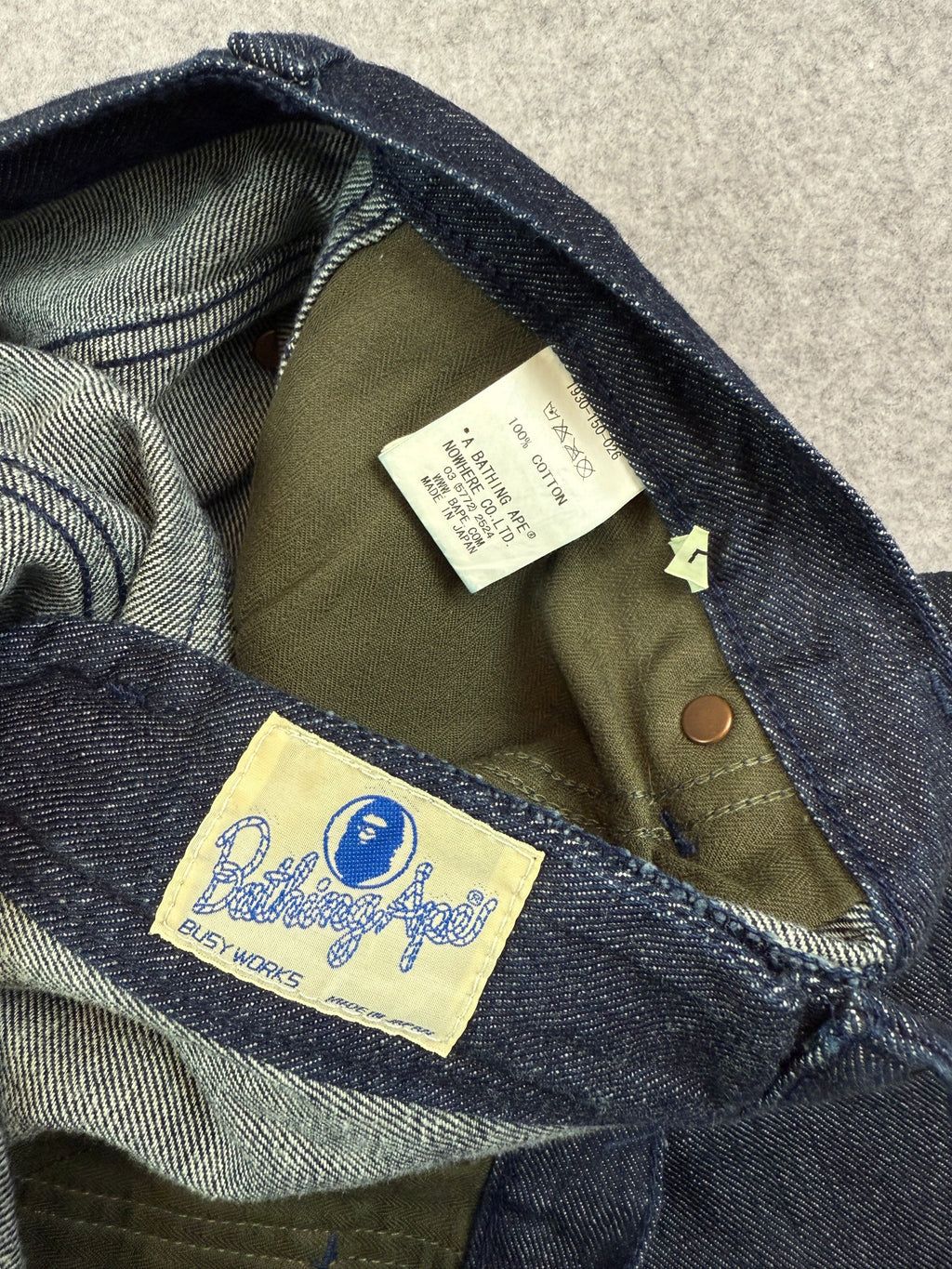 BAPE Embroidered Spell Out Double Knee Denim Jeans (USED)