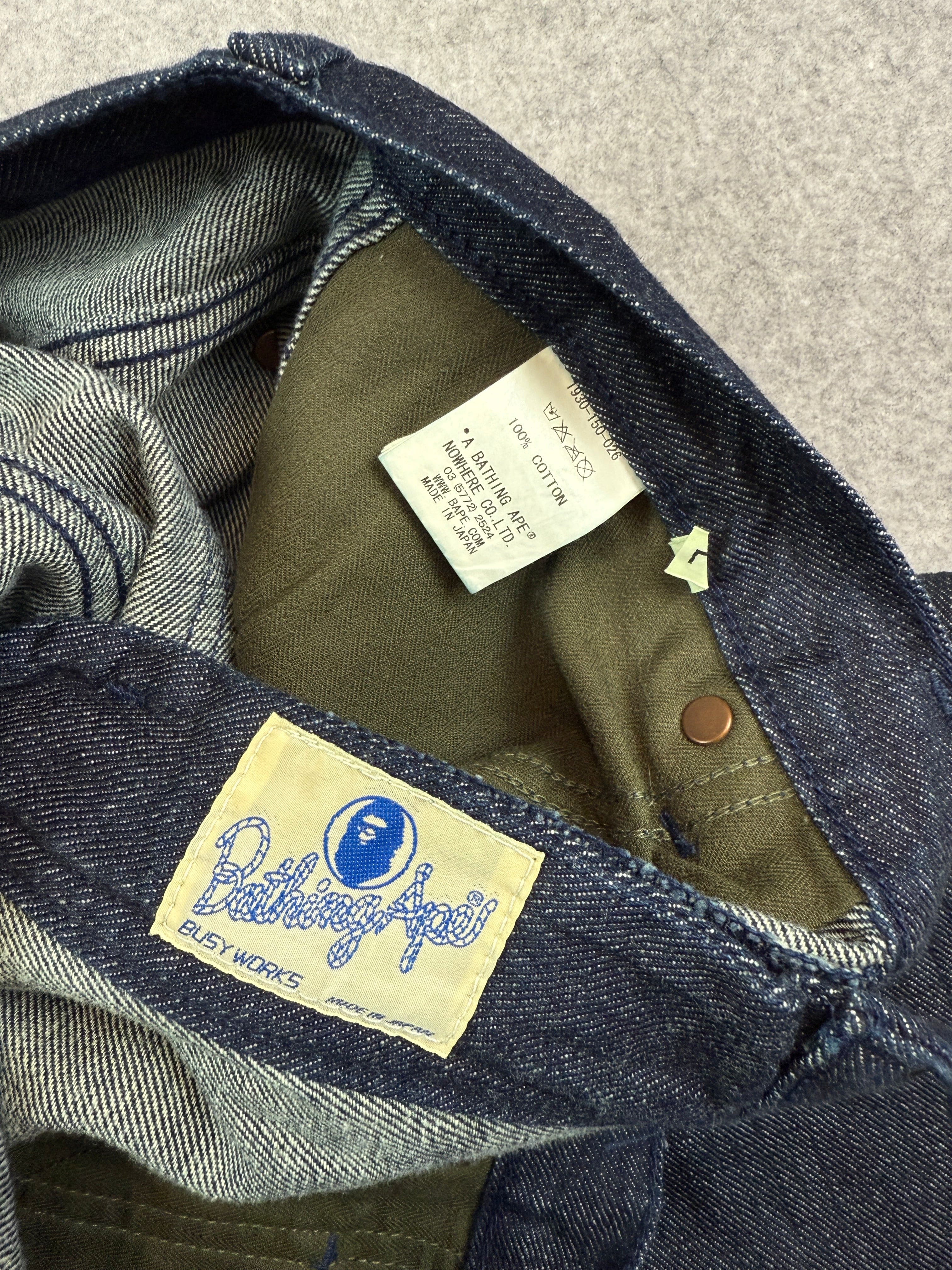 BAPE Embroidered Spell Out Double Knee Denim Jeans (USED)