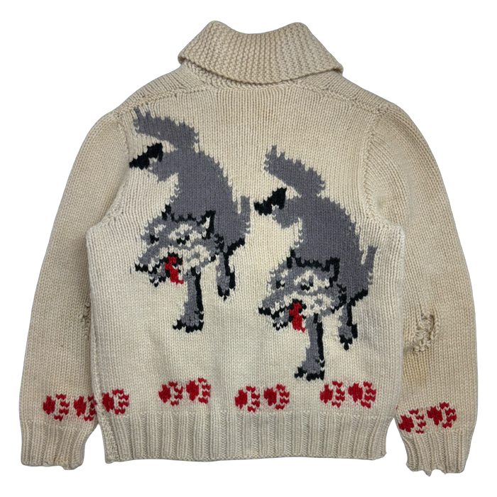 Vintage Cowichan Wolf Knitted Zip up Sweater | Vitnage Clothing Store Canada
