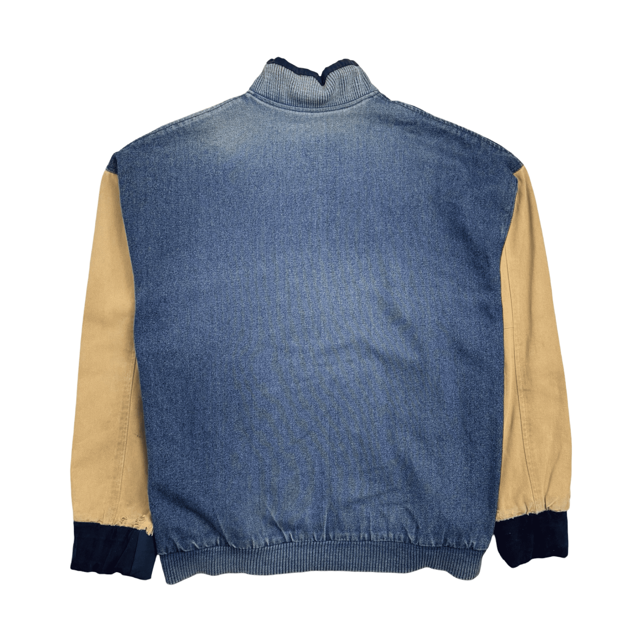 (XL) Vintage 90s Faded Denim Varsity Jacket
