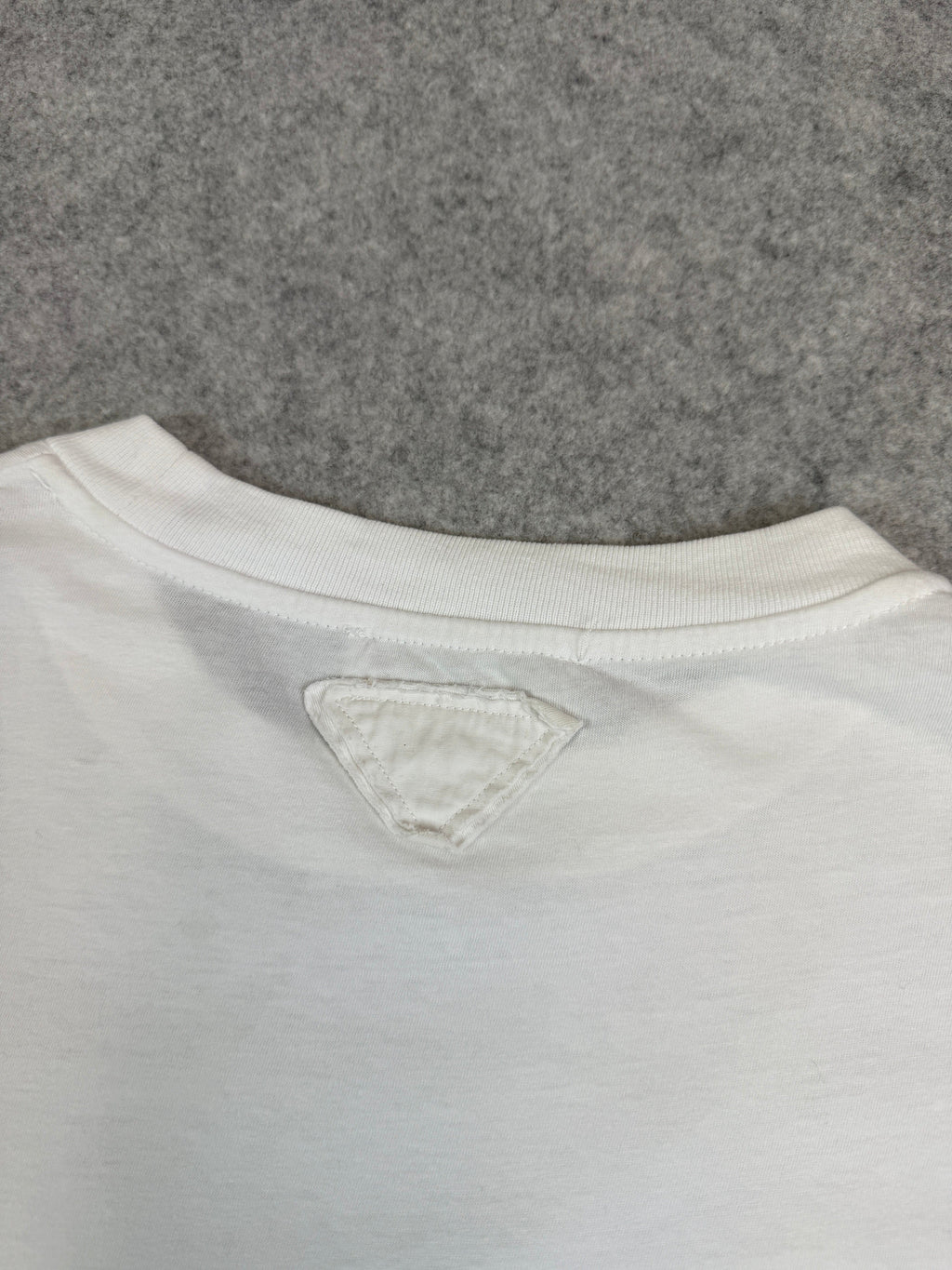 Prada Triangle Blank Logo Crew Tee White (USED)