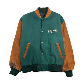 Vintage 90s Embroidered The Swamp Varsity jacket Green/Brown