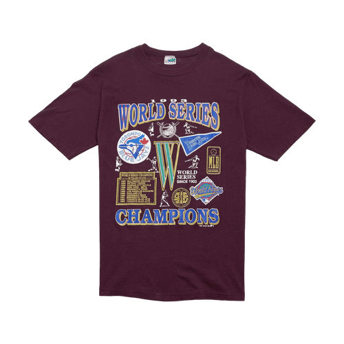 (M) Vintage '93 Toronto Blue Jays World Series Tee Burgundy Red | Vintage Clothing Store Canada