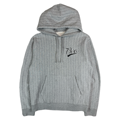 OVO Script Pinstripe Hoodie Grey (USED) | Vintage Clothing Store Canada