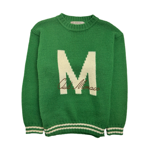 (S) Vintage 90s Club Monaco Knit Sweater Green | Vintage Clothing Store Canada