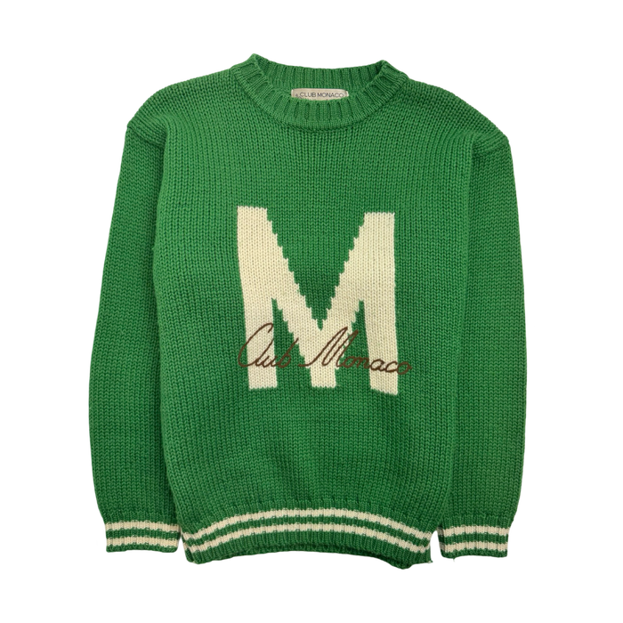 (S) Vintage 90s Club Monaco Knit Sweater Green | Vitnage Clothing Store Canada