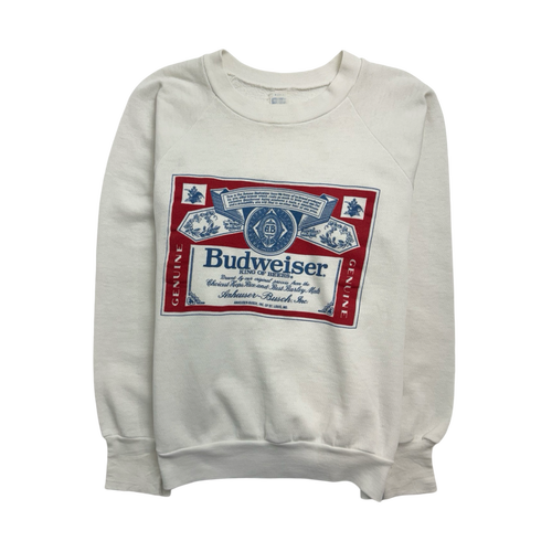 (XS) Vintage 90s Budweiser Sweatshirt White | Vintage Clothing Store Canada