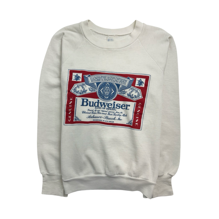 (XS) Vintage 90s Budweiser Sweatshirt White | Vitnage Clothing Store Canada