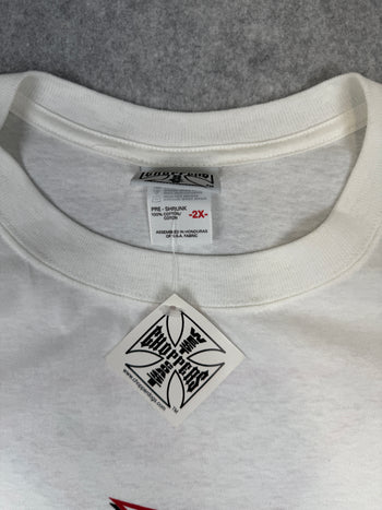 Vintage West Coast Choppers Pinstripe Cross Logo Tee White/Red