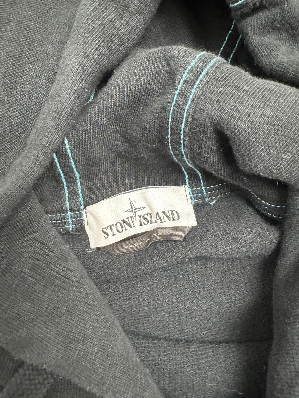 Stone Island Embroidered GD Logo Hoodie Black/Blue (USED)