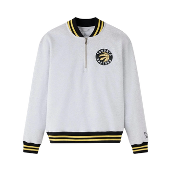 OVO x Toronto Raptors Quarter Zip Mock Neck Sweatshirt Ash Heather Grey
