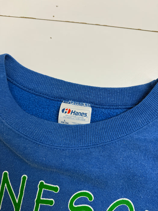 Vintage 1990's Minnesota Timberwolves Sweatshirt Blue | Vitnage Clothing Store Canada