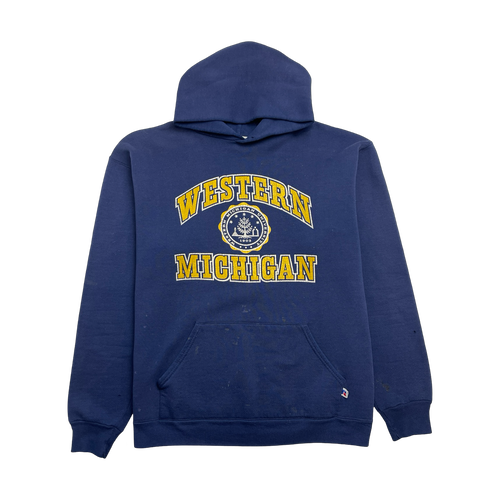 (M) Vintage 90s Russell Athletics Western Michigan Hoodie Navy | Vintage Clothing Store Canada