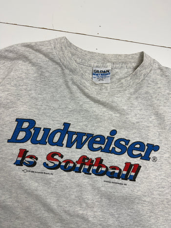 Vintage 1996 Budweiser Is Softball Tee Light Grey