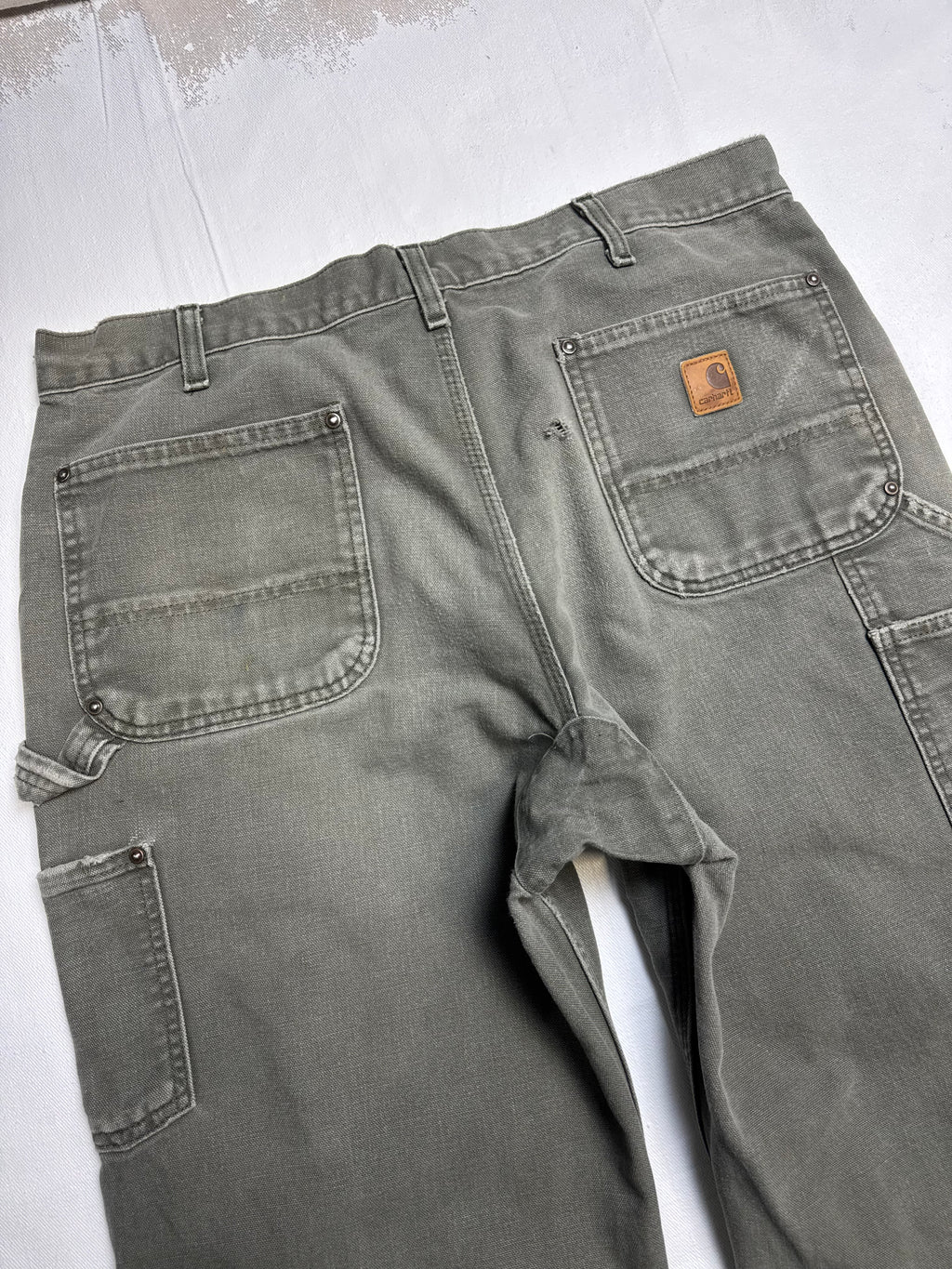 Carhartt Distressed Double Knee Carpenter Pants Olive