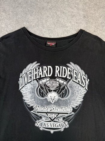Vintage Harley Davidson Live Hard Ride Easy Tee Black