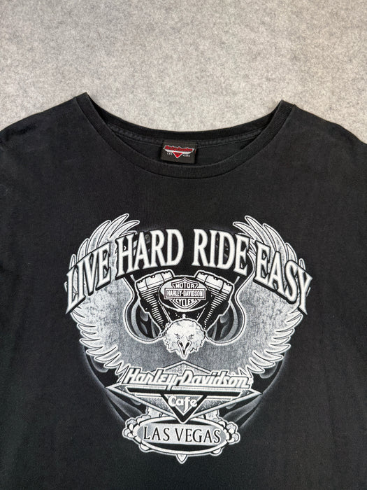 Vintage Harley Davidson Live Hard Ride Easy Tee Black | Vitnage Clothing Store Canada
