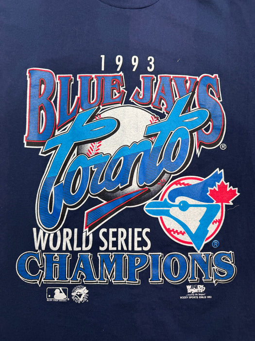 Vintage '92 Toronto Blue Jays Championship Tee Navy | Vitnage Clothing Store Canada