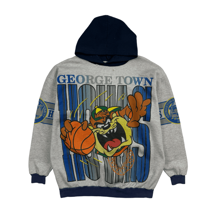 Vintage 90s Georgetown Hoyas Big Print Hoodie Grey/Navy | Vitnage Clothing Store Canada