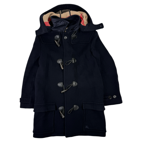 Vintage Burberry Wool Hooded Coat Navy | Vintage Clothing Store Canada