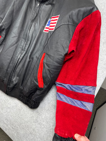 Vintage USA Flag Leather Jacket