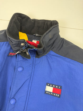 Vintage Tommy Hilfiger Spell Out Puffer Jacket Blue