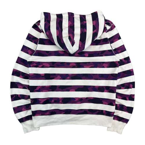 BAPE Purple Camo Striped Full Zip Hoodie White/Purple (USED) | Vintage Clothing Store Canada