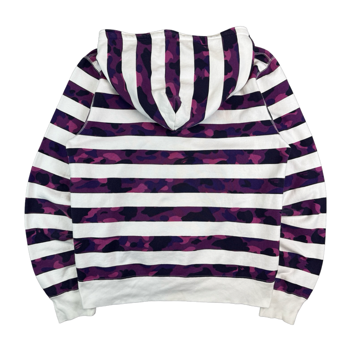 BAPE Purple Camo Striped Full Zip Hoodie White/Purple (USED) | Vitnage Clothing Store Canada