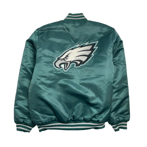 (XL) Philadelphia Eagles NFL Satin Jacket Green | Vintage Clothing Store Canada