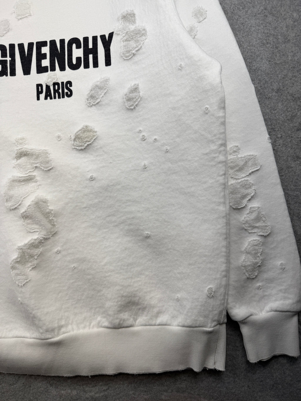 Givenchy Paris Destroyed Sweatshirt White