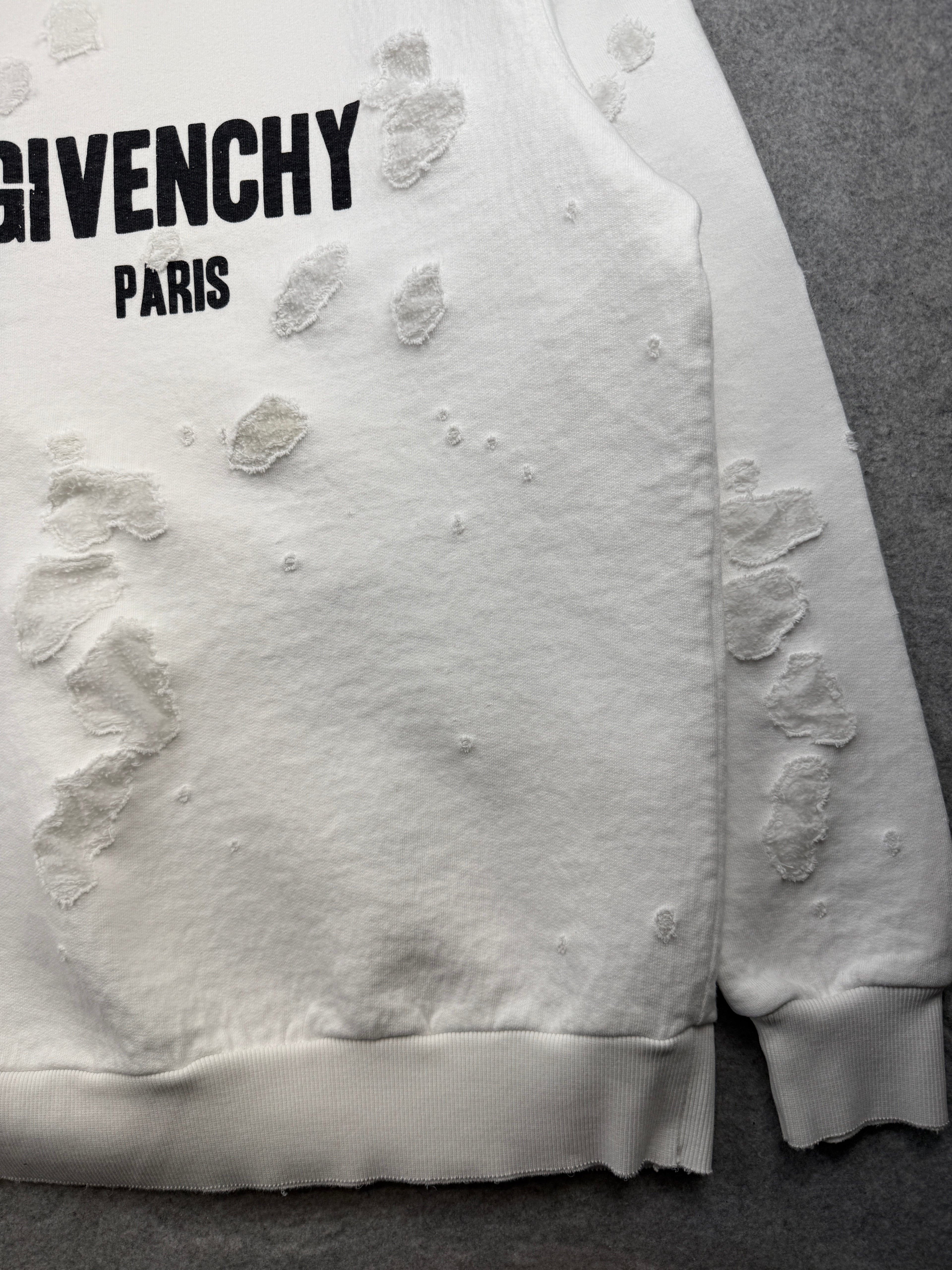 Givenchy Paris Destroyed Sweatshirt White