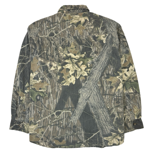 Vintage Jerzees Leaf Camo Button Up Overshirt | Vintage Clothing Store Canada