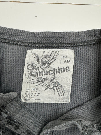 Vintage Y2k The Machine Waffle L/S Tee Charcoal