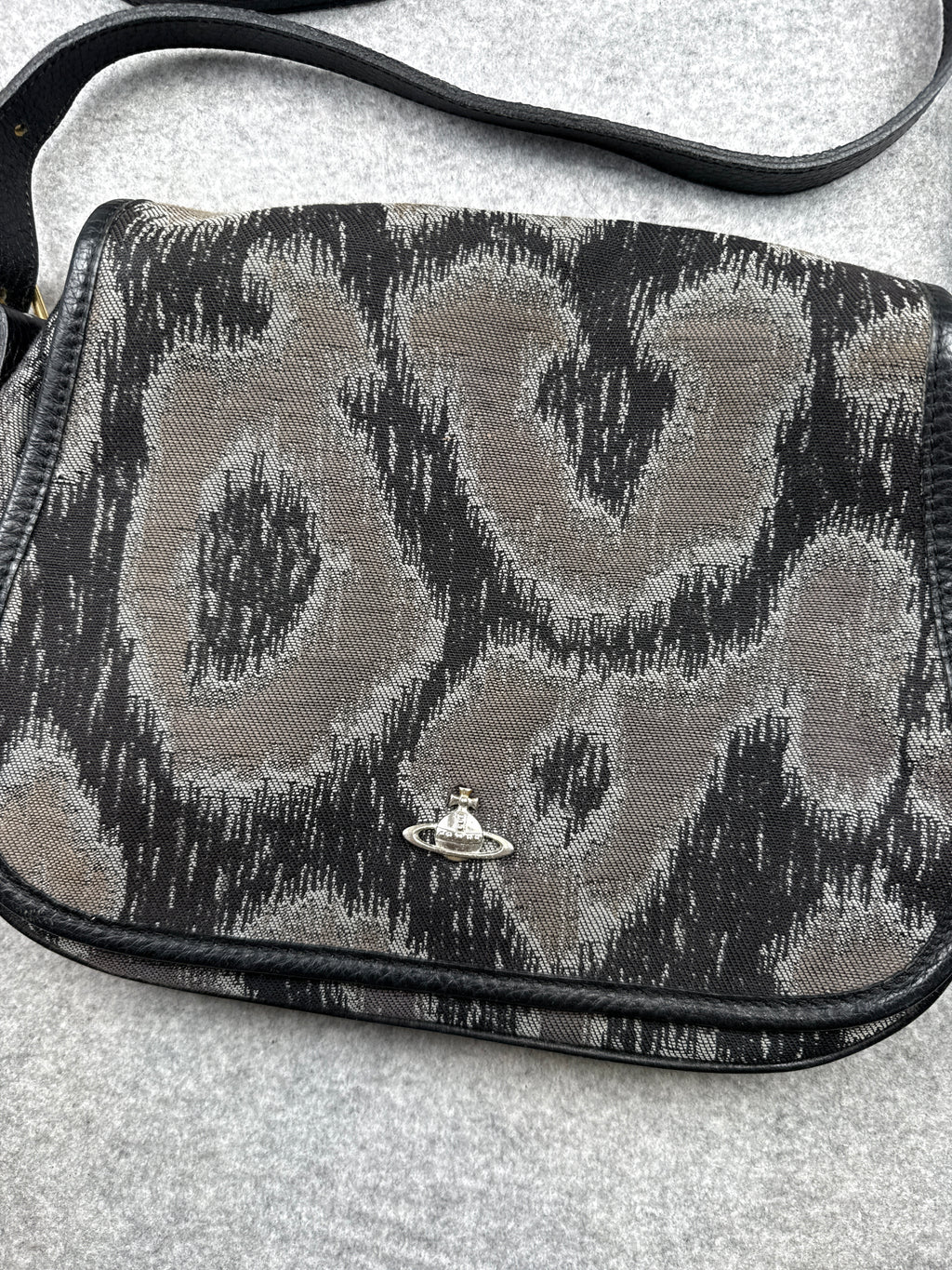 Vivienne Westwood Jacquard Leopard Crossbody Bag Black/Grey