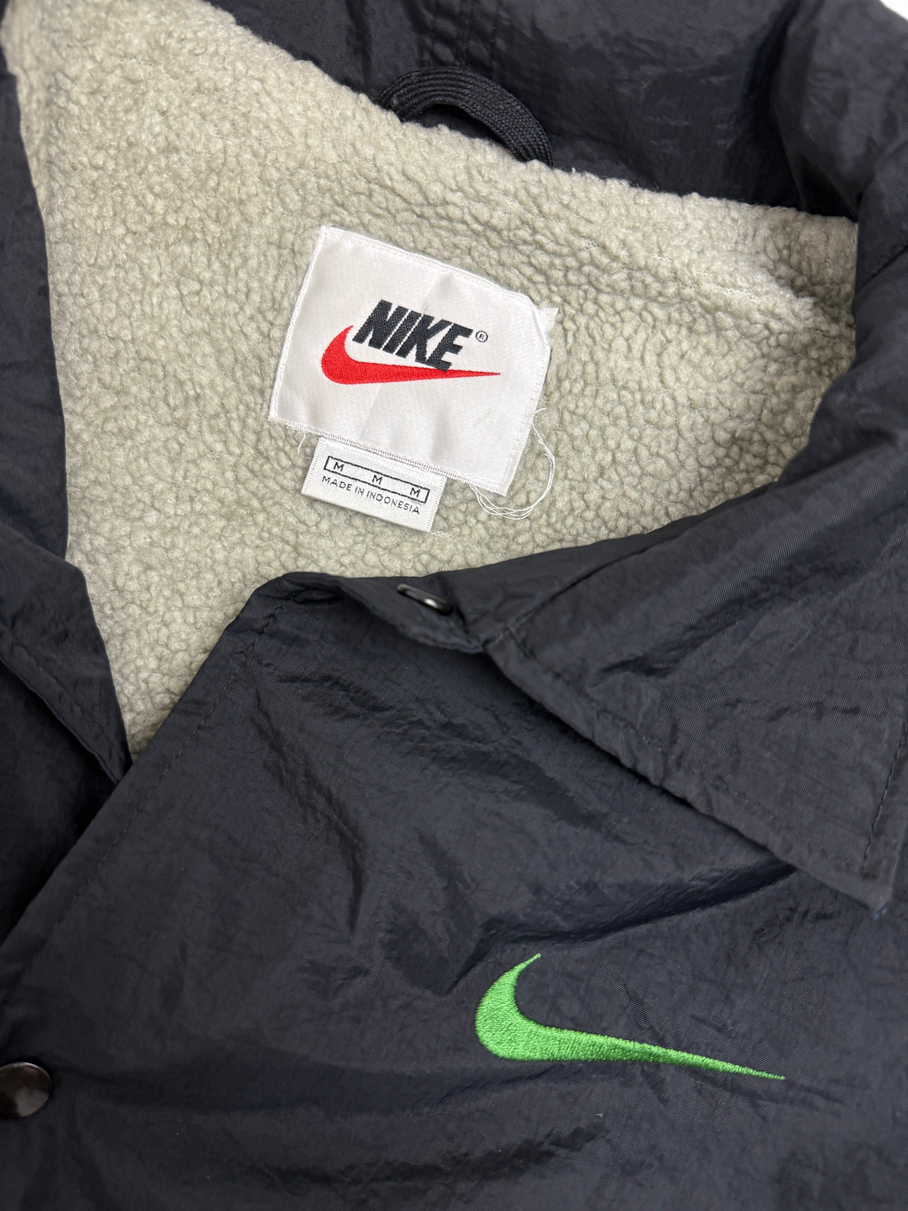 Vintage 90s Nike Fleece Lined Parka Jacket Black