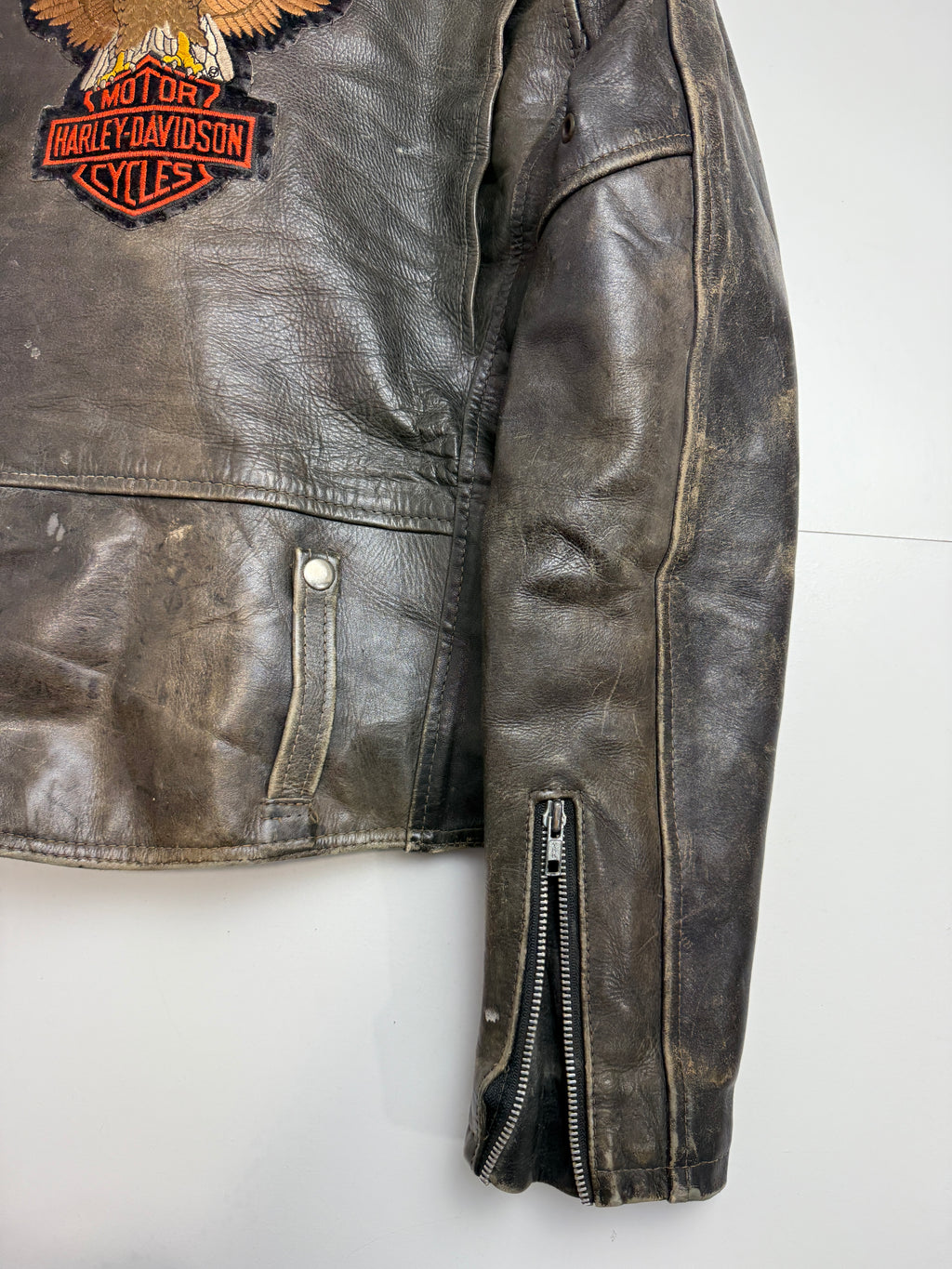 Vintage Harley Davidson Biker Leather Jacket