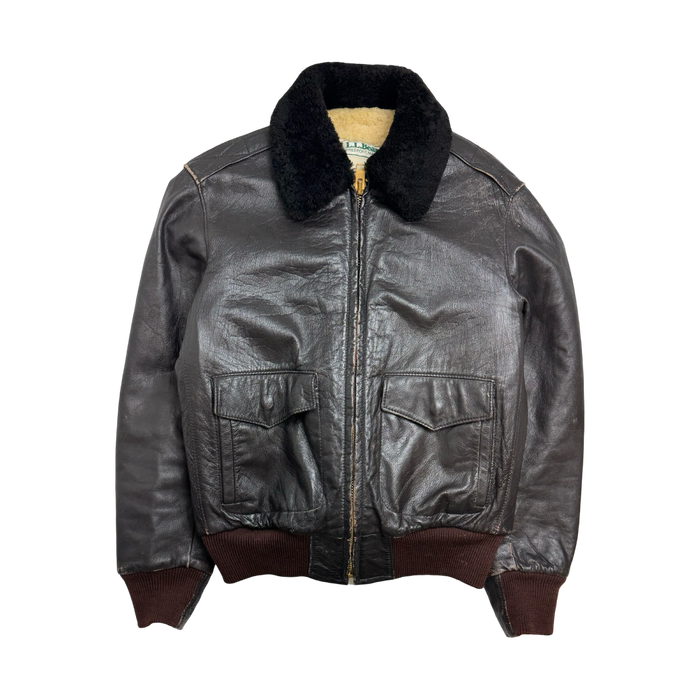 Vintage 90s L.L Bean Sherpa Lined Leather Jacket | Vitnage Clothing Store Canada