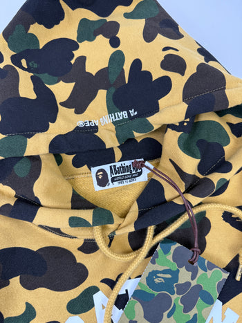 BAPE 1st Camo College Pullover Hoodie Yellow