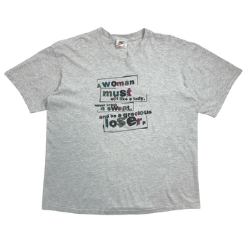 Vintage 90s Nike 'Yeah Right' Slogan Tee Light Grey
