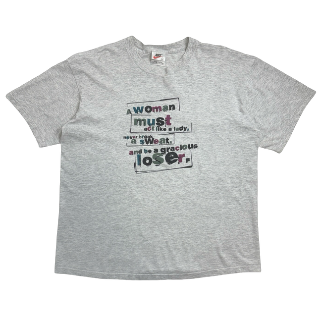 Vintage 90s Nike 'Yeah Right' Slogan Tee Light Grey