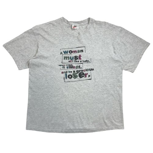 Vintage 90s Nike 'Yeah Right' Slogan Tee Light Grey | Vintage Clothing Store Canada
