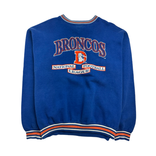 Vintage 90s NFL Denver Broncos Sweatshirt Blue | Vintage Clothing Store Canada