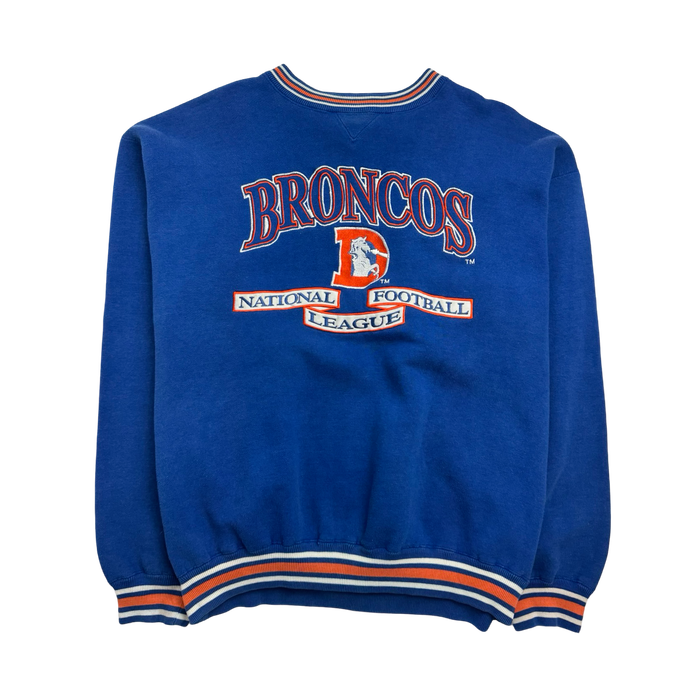 Vintage 90s NFL Denver Broncos Sweatshirt Blue | Vitnage Clothing Store Canada