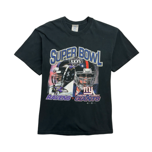 (L) Vintage '01 Super Bowl XXXV Ravens Vs. Giants Tee Black | Vintage Clothing Store Canada