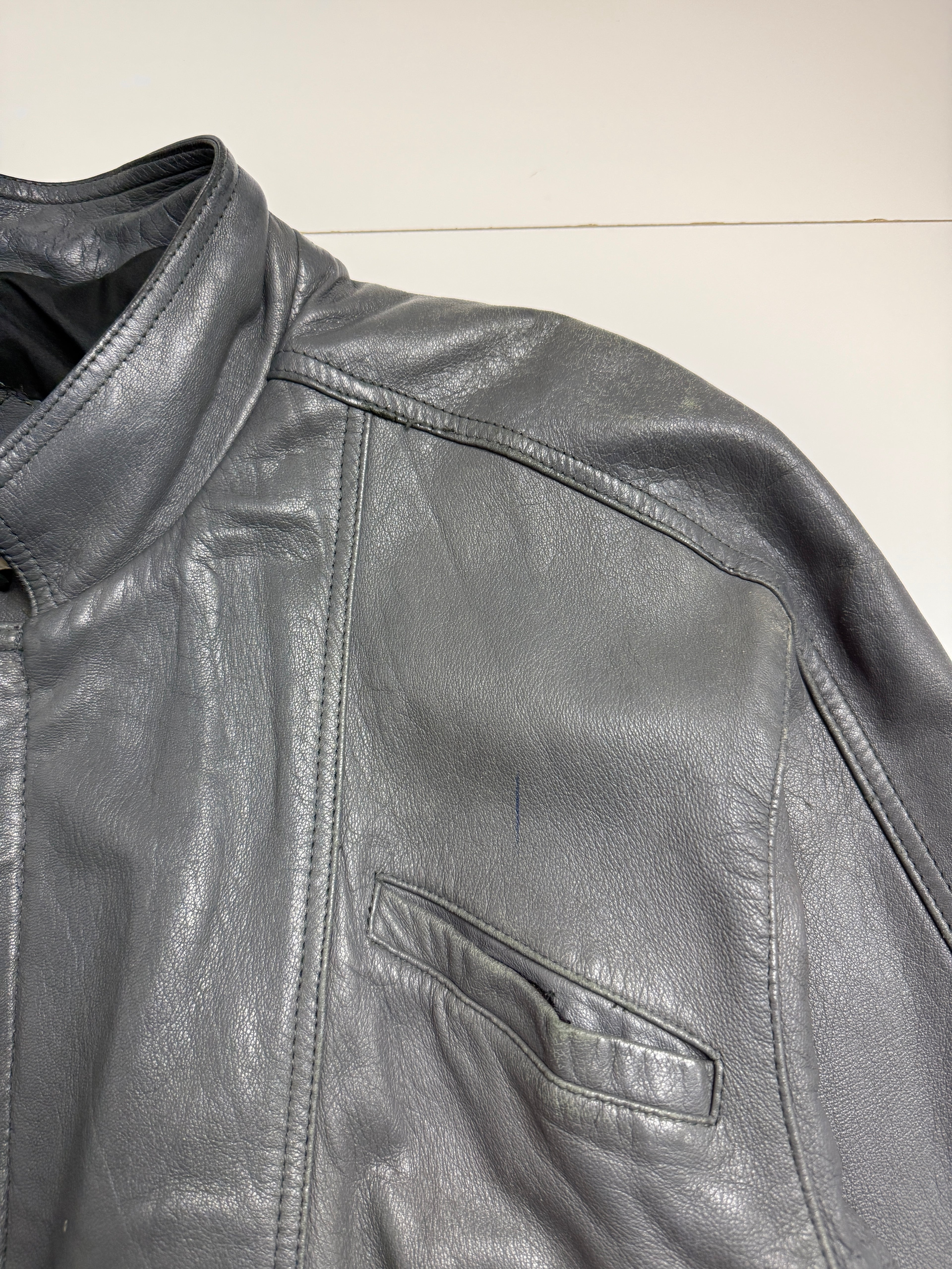 Vintage Men's Yves Saint Laurent Leather Coat Grey