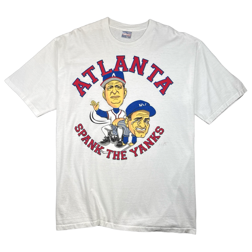 Vintage 90's Atlanta Braves Spank The Yanks Tee White