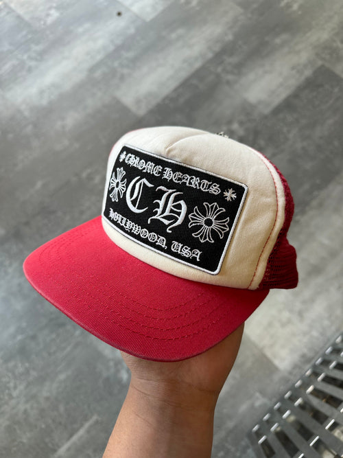 Chrome Hearts CH Hollywood Trucker Hat Red/White